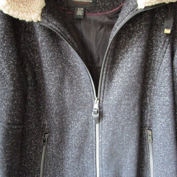 I Madison Expedition women's size XL, grey tweed hooded coat, lined, front zip - Picture 4 of 15